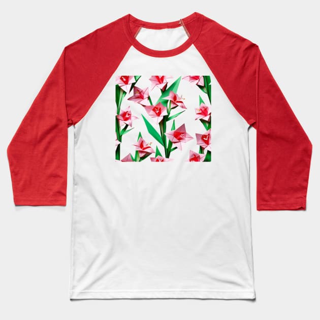 Origami Gladiolus - PanfurWare LLC Baseball T-Shirt by panfurwarellc